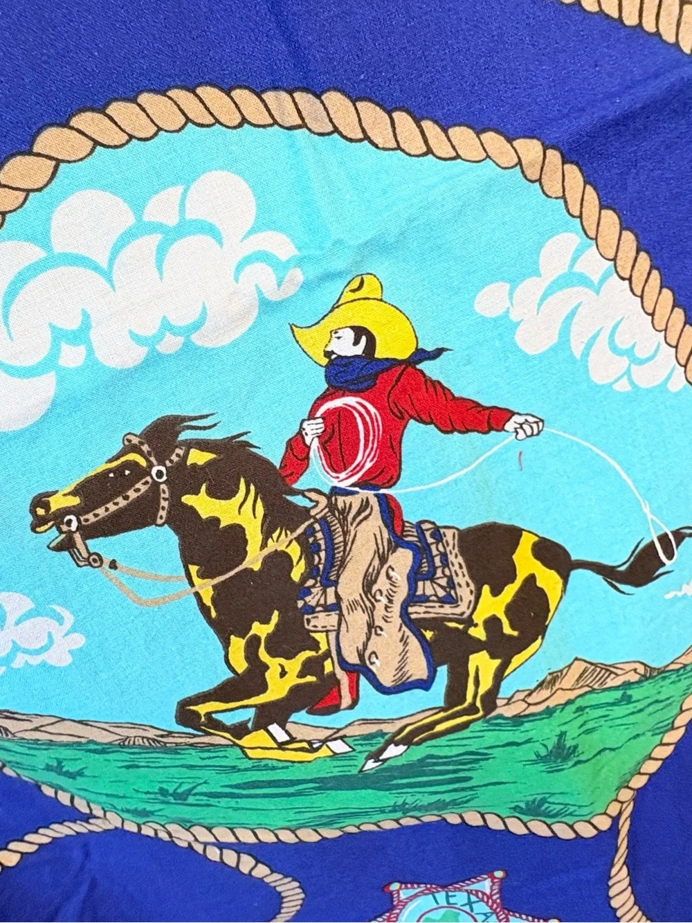Vintage Princess Fabrics Cowboy Rodeo Western Fabric ~ 2 Yards